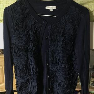 New York & Co Navy Flower Sweater